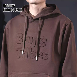 Manufactured Heavyweight 100% Cotton Hoody Thick Oversized <strong>Men</strong> <strong>Pullover</strong> Hoodies Custom Emboss Hoodies <strong>for</strong> <strong>Men</strong> - Product Image 2