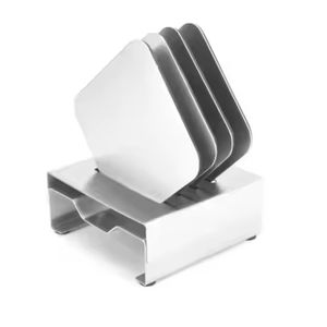 Juego de posavasos cuadrado de plástico plateado promocional de 4 piezas al por mayor soporte de mesa de estilo chino tradicional 4 piezas de cristal - Product Image 2