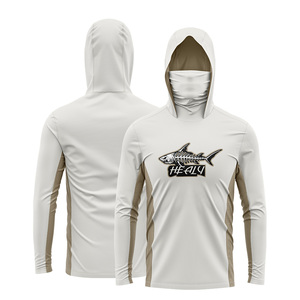 Camisa de pesca de secado rápido transpirable ligera personalizada con gráfico de hueso de pescado UPF 50 para pesca en clima cálido tela antiolor - Product Image 1
