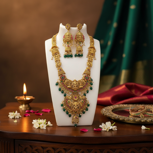 Gold Plated Temple and <b>Beads</b> Necklace <b>Set</b> 10581239GR Exquisite Fine Jewelry <b>Set</b> - Product Image 3