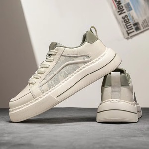 Baskets rétro bicolores à plateforme pour homme, chaussures de marche d'extérieur avec lacets épais tissés, bordure cousue et semelle extérieure en caoutchouc antidérapante - Product Image 3
