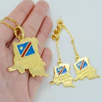 Ensemble de bijoux africains de la république démocratique du Congo, boucles d'oreilles, collier, pendentif en couleur or, pendentif ddrc