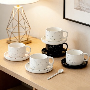 Wholesale Ceramic <b>Coffee</b> Cup and Saucer <b>Sets</b> with High Appearance Quality Retro Spotted <b>Mugs</b> Creative Couple-style Cups - Product Image 2