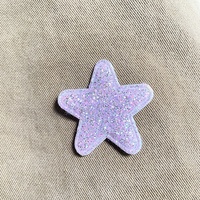 Prix bas en gros en cuir PU étincelle violet paillettes étoile et coquille rembourré patchs couture approvisionnement bricolage 3D rembourré Applique
