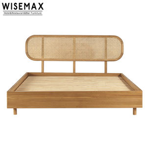 WISEMAX Precio al por Mayor <span class=keywords><strong>Cama</strong></span> <span class=keywords><strong>Doble</strong></span> Moderna, Camas Matrimoniales, Muebles para el Hogar, Estructura de Madera, <span class=keywords><strong>Cama</strong></span> King Size de Ratán para Apartamento - Product Image 5