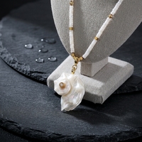 Collier d'été bohème en perles de coquillages naturels blancs, pendentif spirale en coquillage, réglable, fait main, pour vacances à la plage