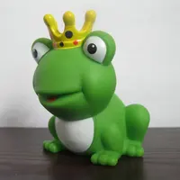 Gıcırtılı kauçuk kurbağa banyo oyuncak, mini bebek banyo kauçuk kurbağa oyuncak, kauçuk kral kurbağa banyo oyuncak ile taç