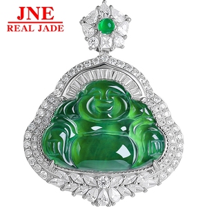 Pendentif en jade de glace avec incrustation en argent S925, vert <span class=keywords><strong>émeraude</strong></span> naturel de type A, pendentif en jade, collier pour femme, pendentif tendance - Product Image 5
