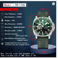 Montres mécaniques automatiques pour hommes PAGANI DESIGN PD1736, mouvement TMI NH39, bracelet saphir, montre de plongée, Reloj Hombre