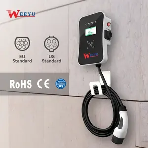 commercial parking ac wallbox ev charger fast movable or floor mounted electric car charging station with ocpp 1.6j 2.0