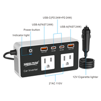 Taşınabilir 200W Araç İnvertörü 4 USB Girişi PD 24W Hızlı Şarjlı İnvertör 12v 110v Seyahat Kampçılığı İçin