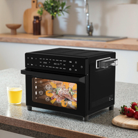 Friteuse à air électrique multifonctionnelle en acier inoxydable de 30 L et 1800 W, sans huile, à économie d'énergie, avec 4 accessoires, format familial