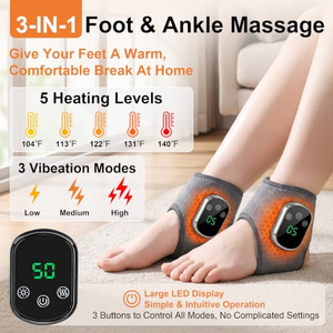 Masseur de cheville électrique rechargeable par USB, portable, sans fil, avec chaleur et vibrations, appareil de soulagement de la douleur au pied - Product Image 2