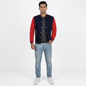 Chaqueta Universitaria para Hombre con Bordado y Mangas de Cuero, Chaqueta Universitaria de Baloncesto Estilo Americano Personalizada y Moderna - Product Image 1
