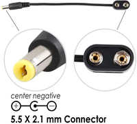 Adaptateur d'alimentation à faible tension avec clip pour pile 9V, convertisseur DC mâle 2.1 5.5mm, en cuivre, pour charge, PVC CN;GUA
