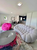 Ensemble de canapé trois places compressé et emballé sous vide avec mousse haute densité, design minimaliste pour hôtel et salon
