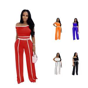 Ensemble de vêtements de sport pour femmes à deux pièces avec logo personnalisé, comprenant un blazer et un pantalon large pour les trajets quotidiens - Product Image 1