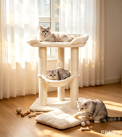 Grand Arbre à Chat Classique Écologique pour Intérieur, Jouets pour Chat en Carton, Griffoir Durable, Lit-Plateforme Doux en Carton