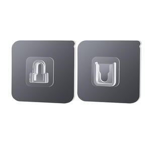 Strong Adhesive <b>Snap</b> Fasteners Rectangle Wall Mounted Transparent <b>Hooks</b> Punch Free Double Sided Hanging Clips - Product Image 1