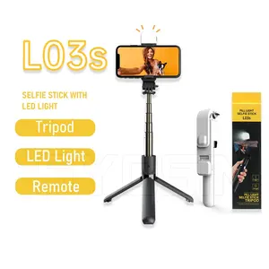 SYOSIN L03s Hot Selling 3 In 1 Selfie Tripod Fill Light Aluminium Alloy Adjustable Smart Wireless Selfie Stick De Celular