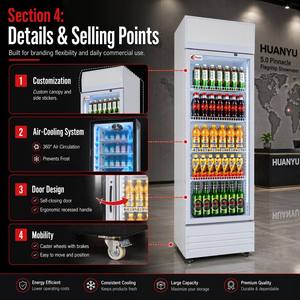 Refrigerador Vertical para Bebidas de 400L con Puerta de Vidrio, Enfriador de <span class=keywords><strong>Cerveza</strong></span>, Exhibidor de Bebidas, Ahorro de Energía, Sin Escarcha, Clasificación Energética A++ - Product Image 4