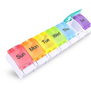 Organizador Semanal de Pastillas OEM, Apto para Personas con Artritis, Libre de BPA, Estuche de <span class=keywords><strong>Viaje</strong></span> para Pastillas con Compartimentos Grandes y Apertura por Resorte para 7 Días, para Vitaminas - Product Image 1