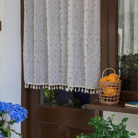 Cortina corta de estilo francés, semitransparente, sin necesidad de taladrar, para sala de estar o ventanales.