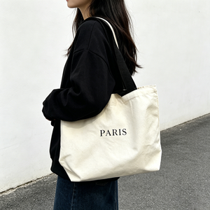<span class=keywords><strong>Sac</strong></span> fourre-tout en toile recyclée grande capacité, robuste, avec bandoulière longue, imprimé avec logo, pour la mode et la sublimation - Product Image 2