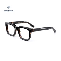 Monture optique en acétate noir uni avec branches effet écaille, lunettes pour hommes et femmes, idéales pour le bureau et le quotidien