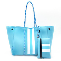 Tas Tote Neoprene untuk Wanita, Tas Pantai Besar untuk Perjalanan dengan Kantong Lepas Pasang, Tas Belanja Ringan dan Stylish untuk Penggunaan Sehari-hari
