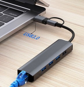Concentrador de red <span class=keywords><strong>USB</strong></span> tipo C 5 en 1, adaptador divisor de 4 puertos, OTG, <span class=keywords><strong>USB</strong></span> para PC, <span class=keywords><strong>Macbook</strong></span> Pro 13, <span class=keywords><strong>Air</strong></span> Mi Pro, accesorios convertidores - Product Image 5