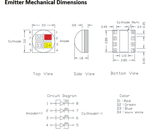 Chip LED RGBV de Alta Potencia ProLights PBLB-3LTE-RGBV 3-4W 4 en 1 de Buena Calidad, 3x3mm, 1 Año de Garantía - Product Image 3