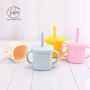 Dessin animé Silicone bébé enfant en bas âge enfants eau potable formation Sippy tasse vaisselle tasses réutilisables avec couvercles et pailles - Product Image 6