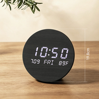 Reloj de Pared Inteligente con Movimiento Silencioso, Temperatura Personalizada, Alarma Eléctrica, Pantalla LED Redonda, Diseño de Madera, Integrado para Hogar Inteligente