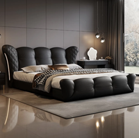 Lit double moderne de 1,8 m pour chambre principale, nouveau lit haut de gamme avec rangement intégré et ambiance élégante