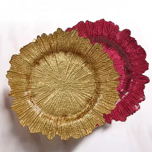 Wholesale Wedding Decorations <b>Charger</b> <b>Plates</b> Luxury <b>Gold</b> Reef Glass <b>Charger</b> <b>Plates</b> Dinnerware Sets for Wedding - Product Image 5