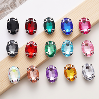 Strass en verre Selina Crystal ovale en forme d'oreille, à griffes, à coudre, 10x14mm, écologique, à dos plat, pour mariages et événements spéciaux