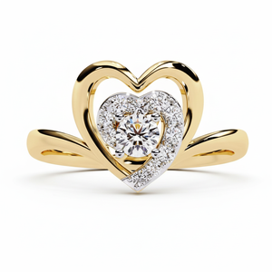 แหวนหมั้นฮาโลหัวใจสีทอง10K ประดับเพชรโมอิสซาไนต์แท้เป็นของขวัญที่สมบูรณ์แบบสำหรับเธอสัญญาแหวนหมั้น - Product Image 1