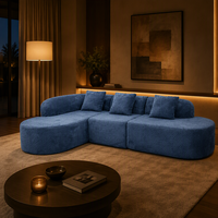 Canapé chaise longue incurvé en chenille compressée sans structure, moderne, trois places, en forme de U, éco-responsable, pour salon ; OEM