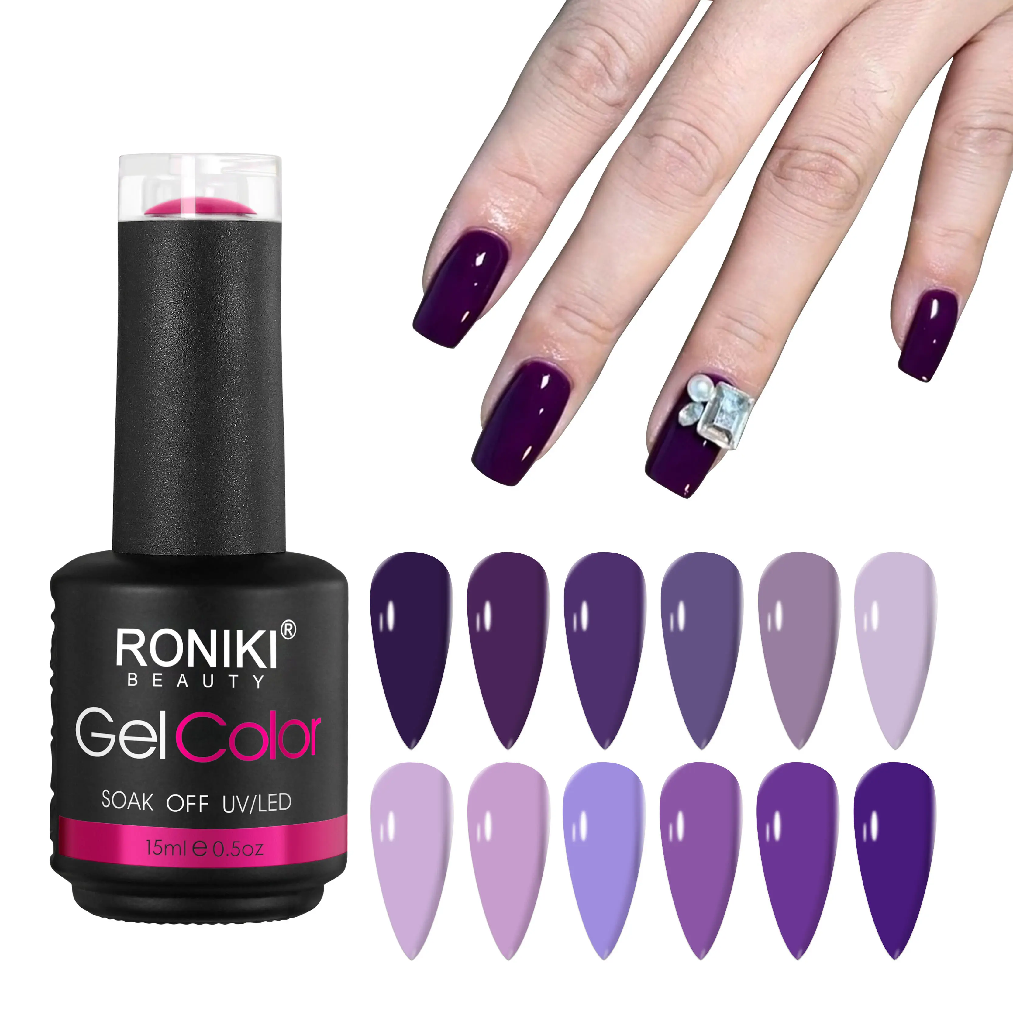 RONIKI couleur uv led gel vernis à ongles 15ml créer votre propre marque ail fournitures en gros de haute qualité paillettes longue durée