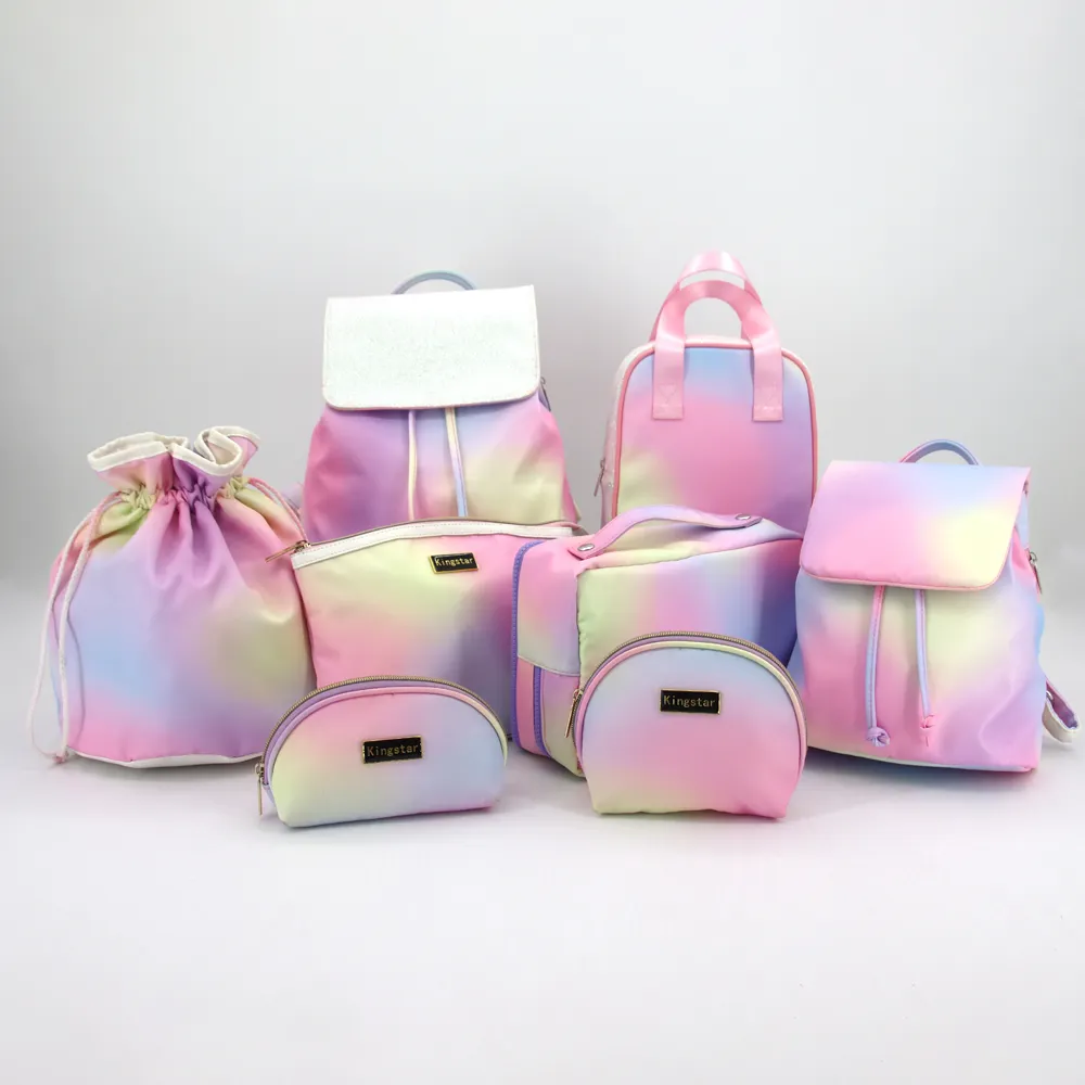 SUPER HOT Tie-dye Bags with Colorful Rainbow Printing Custom Backpack Pink Printed Cosmetic Bags