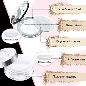 Wholesale Thin Portable Clamshell <b>Powder</b> Case with Mirror 5g Silver Loose <b>Powder</b> <b>Compact</b> with Puff Logo Available - Product Image 3