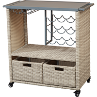 AJUNION Chariot d'îlot de cuisine pour barbecue en plein air Table de préparation des repas Chariot de service pour barbecue avec porte-verres à vin Étagères et tiroirs