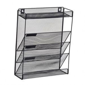 Étagère de rangement pour journaux et magazines à cinq niveaux, étagère de rangement en métal, organisateur de documents, étagère suspendue pour livres - Product Image 1