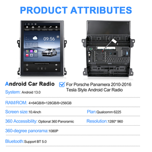 Navihua New for Porsche Panamera 2010-2018 Android 10.4" Tesla Style Touch Screen Multimedia DVD <b>Player</b> Carplay GPS Radio Panel - Product Image 5