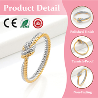 Bague pour femme en cuivre plaqué or 18 carats, bicolore, à double brin torsadé, pour le quotidien, les mariages et les soirées