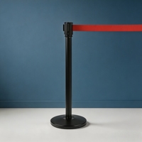 Barrière de contrôle des foules économique en acier inoxydable avec poteau et sangle rétractable de 2 m, options multicolores
