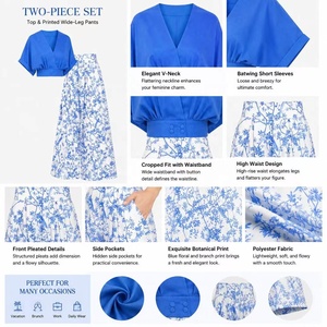 <span class=keywords><strong>Abbigliamento</strong></span> Femminile Estivo 2026 Personalizzato di Fabbrica Set di camicia e top transfrontaliero. Completo da <span class=keywords><strong>donna</strong></span> con pantaloni a gamba larga e scollo a V. - Product Image 2