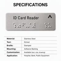 Panneaux Braille en Acier Inoxydable, Étiquettes Braille Personnalisées pour Équipements Hospitaliers