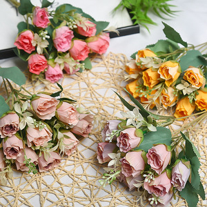 Wholesale Ten Heads <strong>Small</strong> Rose Artificial Flowers Multiple Colors Bulk Supply for Cross Border Floral Decoration Business - Product Image 2